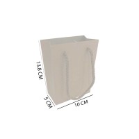 Tahtakale Toptancı İp Saplı Karton Çanta Minik Boy Düz Renk 13.8X10X5 CM (25 Adet)   Beyaz