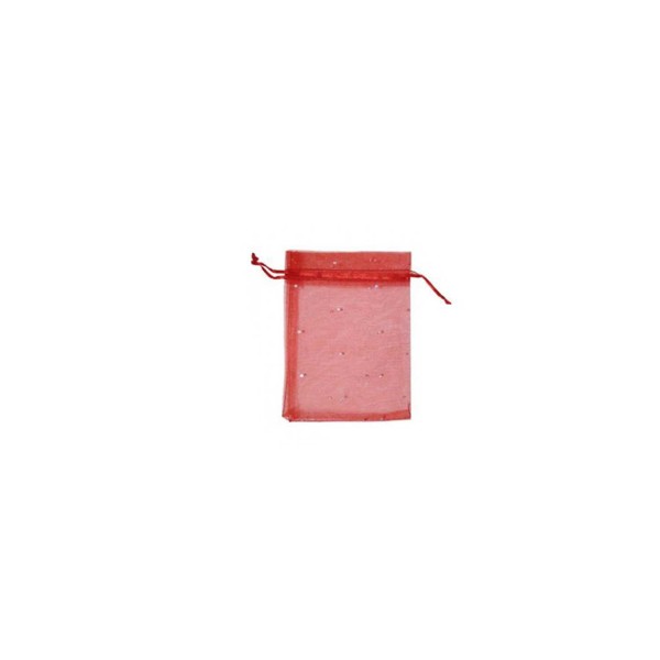 Tahtakale Toptancı Kına Çerez Kesesi Organze Taşlı 9X12 Cm (50 Adet)  Kırmızı