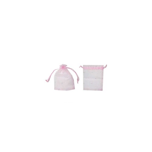 Kına Çerez Kesesi Organze Taşlı 9X12 Cm (50 Adet)  Pembe