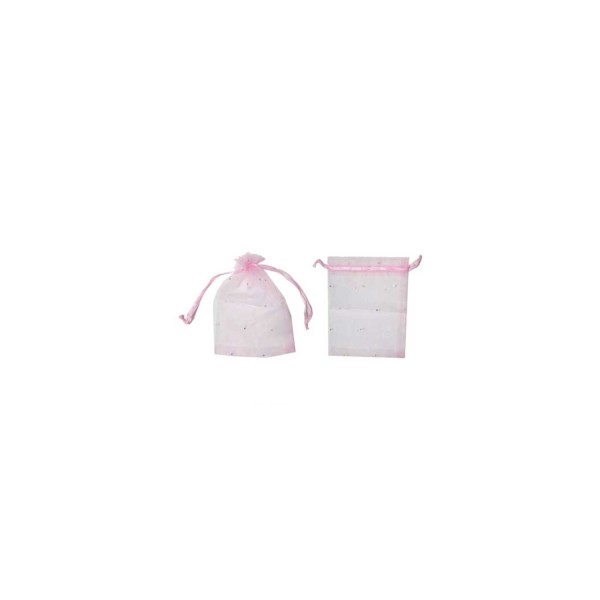 Tahtakale Toptancı Kına Çerez Kesesi Organze Taşlı 9X12 Cm (50 Adet)  Pembe