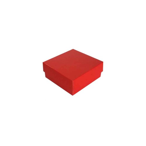 Asetat Kapaklı Karton Kutu 6X6X2.5 CM (50 Adet)  Kırmızı