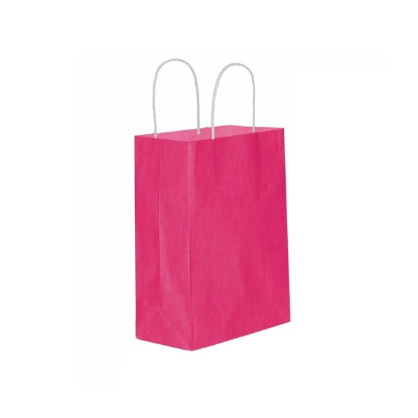 Tahtakale Toptancı Kağıt Hediye Çantası Düz Renk Büyük Boy 25X31 CM (25 Adet)  Fuşya