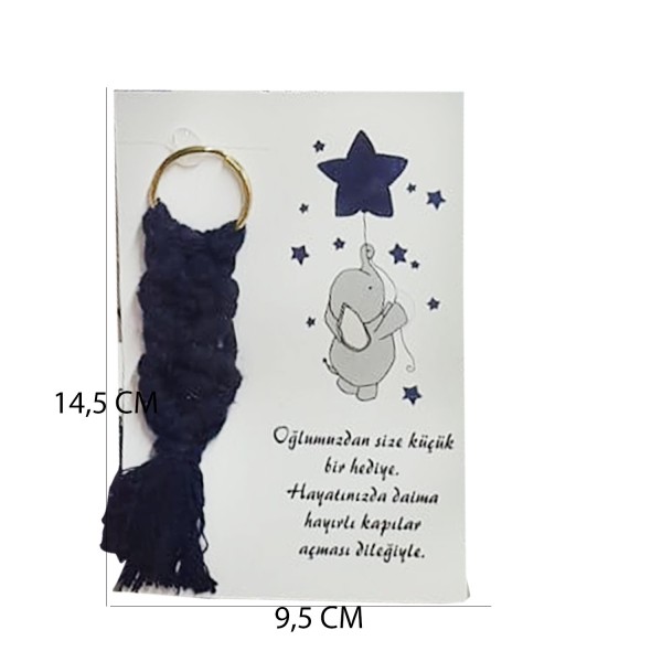 Tahtakale Toptancı Makrome Anahtarlık  Kartlı  Fil Desenli  25 Adet