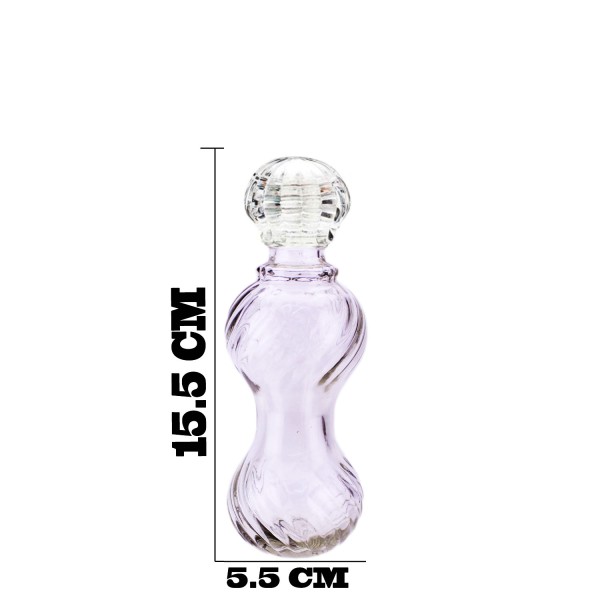 Tahtakale Toptancı Şişe Cam Saray  Kapaklı  ÇİZGİ Desenli Vazo 100 CC (10 Adet)