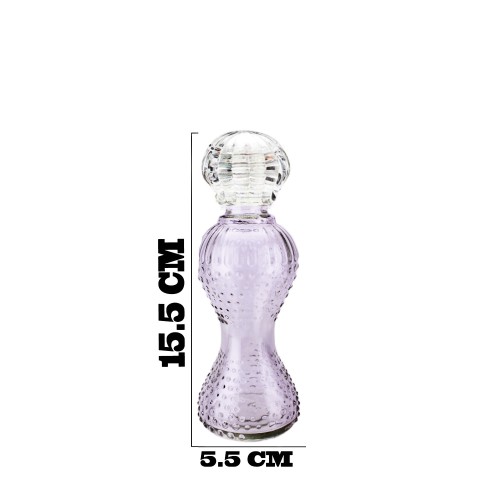 Şişe Cam Saray  Kapaklı  NOKTA  Desenli Vazo 100 CC (10 Adet)