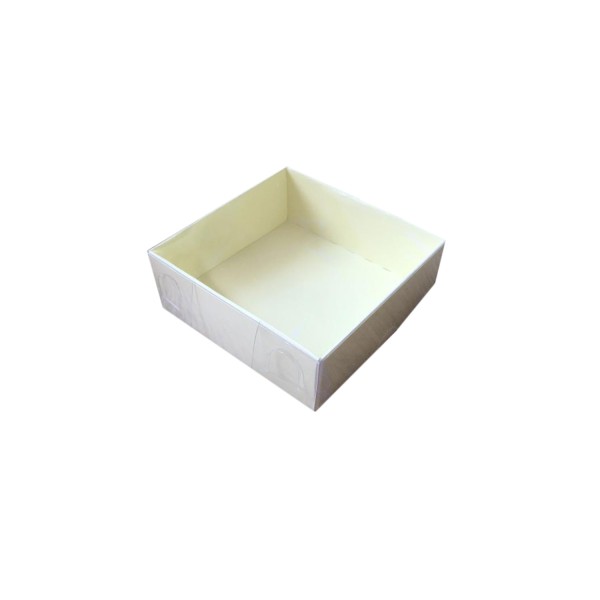 Tahtakale Toptancı Asetat Kapaklı Karton Kutu Mermer Desenli 8X8X3 (50 Adet)  Krem