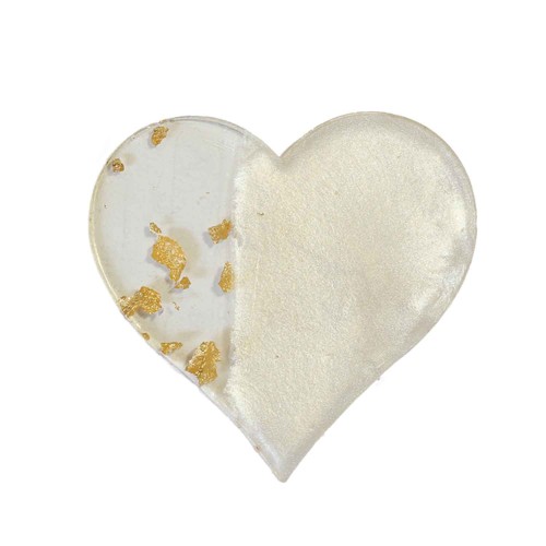 Epoksi  Magnet Gold Gümüş Varaklı Kalp Model 7 CM  (10 Adet)  Altın