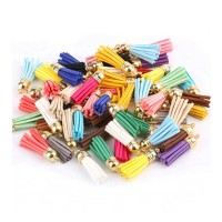 Tahtakale Toptancı Epoksi Mini Deri Anahtarlık Küpe Püskül Karışık Renk  (100 Adet)