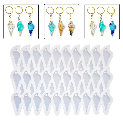 Epoksi Reçine Silikon Kalıp Çoklu Deniz Kabuğu Delikli Anahtarlık Kalıbı 30 Lu