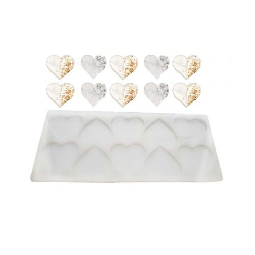 Epoksi Reçine Silikon Kalıp Çoklu KALP Magnet Kalıbı Seri Döküm Kalıbı 6 CM 10 Lu