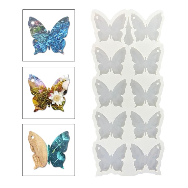 Tahtakale Toptancı Epoksi Reçine Silikon Kalıp Çoklu Kelebek Delikli Anahtarlık Kalıbı 5 CM 10 Lu