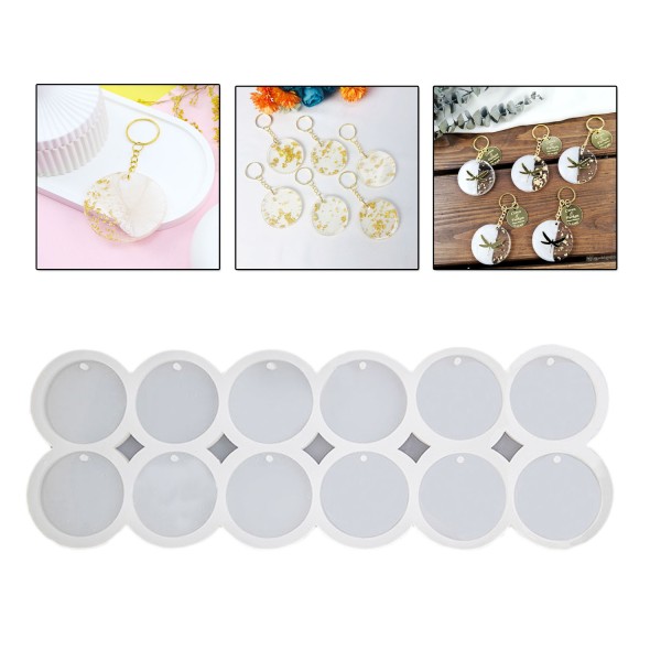 Tahtakale Toptancı Epoksi Reçine Silikon Kalıp Çoklu Yuvarlak Delikli Anahtarlık Kalıbı 4.5 CM 12 Li