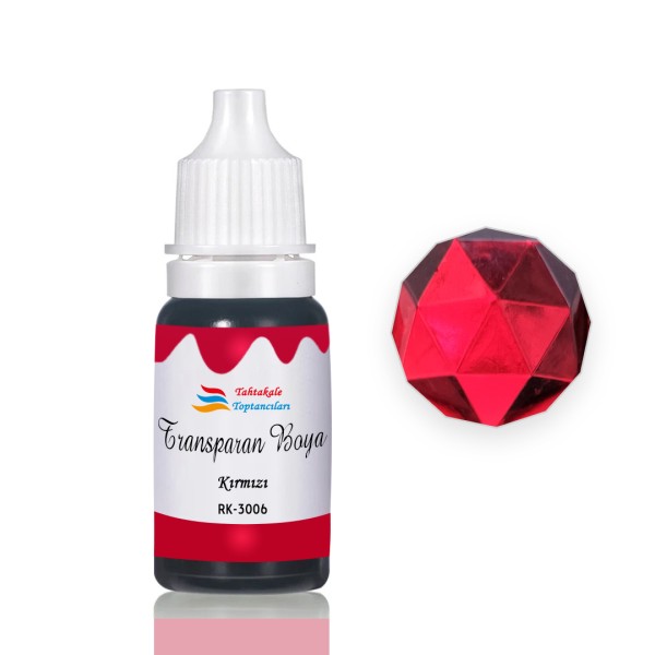 Tahtakale Toptancı Epoksi Reçine Transparan Boya Pigment Şeffaf Epoksi Boyası 20 ML  Kırmızı - 3006