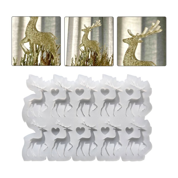 Tahtakale Toptancı Epoksi Silikon Kalıp Geyik Çoklu Yılbaşı Geyiği Kalıbı 10 Lu