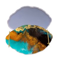 Tahtakale Toptancı Epoksi Silikon Kalıp YERLİ Oval Dalgalı Nişan ve Söz Tepsi Kalıbı 34.5X24.5 CM