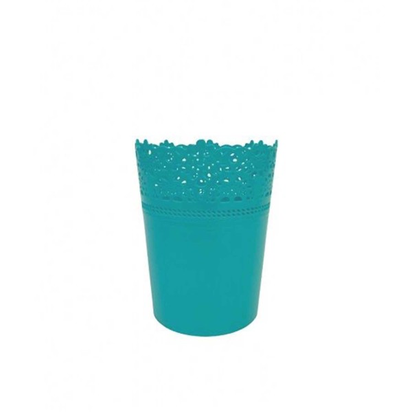 Tahtakale Toptancı Saksı Dantelli Plastik Yuvarlak Model  Turkuaz
