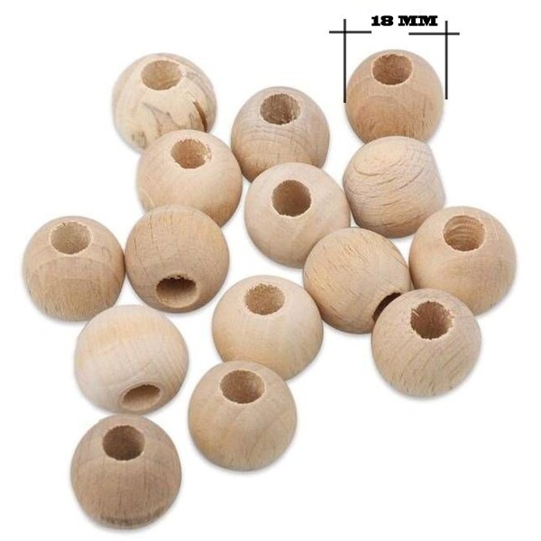 Tahtakale Toptancı Ahşap Ham Natural Boncuk 18 MM 100 GR
