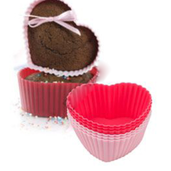 Tahtakale Toptancı Silikon Kalpli Muffın Cup 6'Lı Set