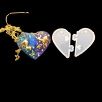 Tahtakale Toptancı Epoksi Silikon Kalıp Çift Kalp Kolye Ucu Geçmeli 6 CM