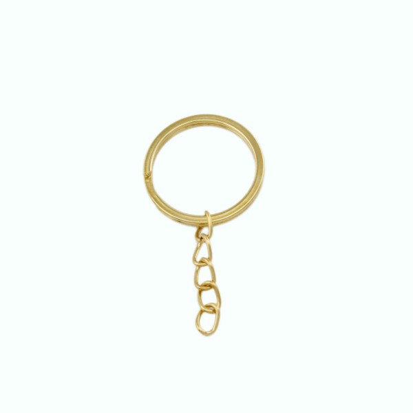 Tahtakale Toptancı Anahtarlık Halkası Zincirli  5 Cm (50 Adet)  Gold