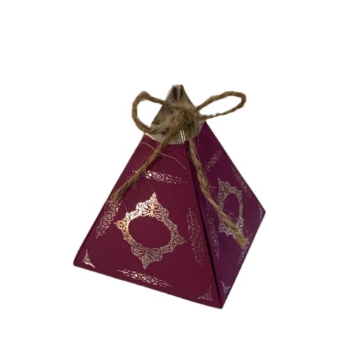 Karton Lokumluk Gümüş Saray Desenli Piramit Modeli 50 Adet)  Mor