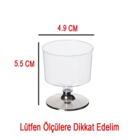 Tahtakale Toptancı Ayaklı Shot Bardağı Küçük Plastik Kadeh 50 ML (6 Adet)  Gümüş