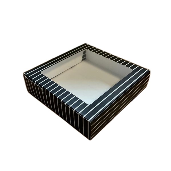 Tahtakale Toptancı Pencereli Karton Kutu Çizgili Model 20X20X5 CM (10 Adet)  Siyah