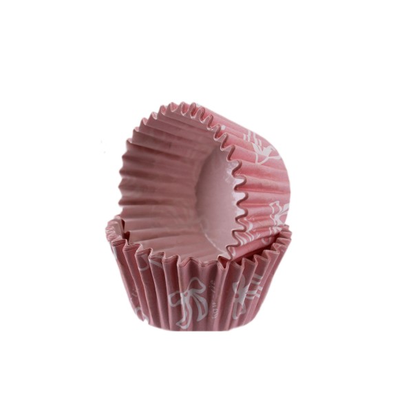 Tahtakale Toptancı Cupcake Kalıbı Pet Kapsül  Kek Kalıbı48X34 MM (100 Adet)  Fiyonklu Pembe