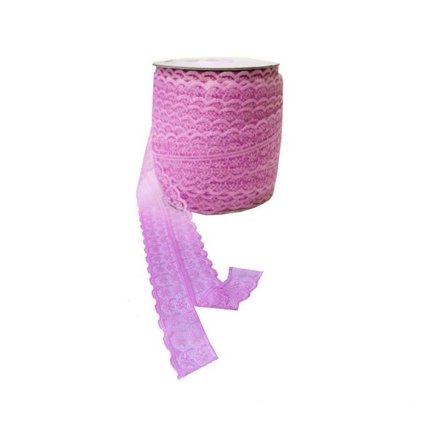 Tahtakale Toptancı Kurdela Dantelli  Çift 2 Katlı 5 Cm (100 Metre)  Pembe
