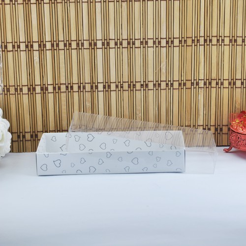 Asetat Kapaklı Karton Kutu Kalpli 20X10X3 (50 Adet)  Gümüş