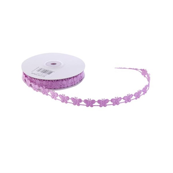Tahtakale Toptancı Kurdele Kelebekli Simli 2 Cm (18 Metre)  Pembe