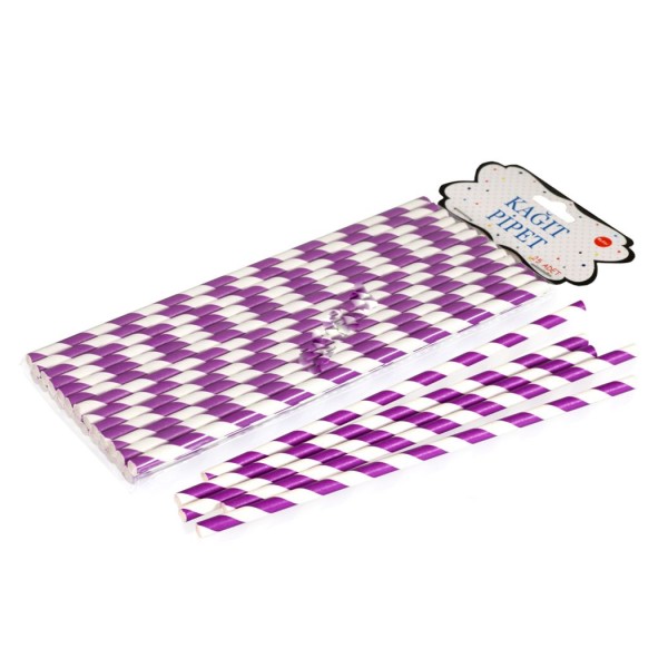 Tahtakale Toptancı Pipet Kağıt Spiral Modeli (25 Adet)  Mor