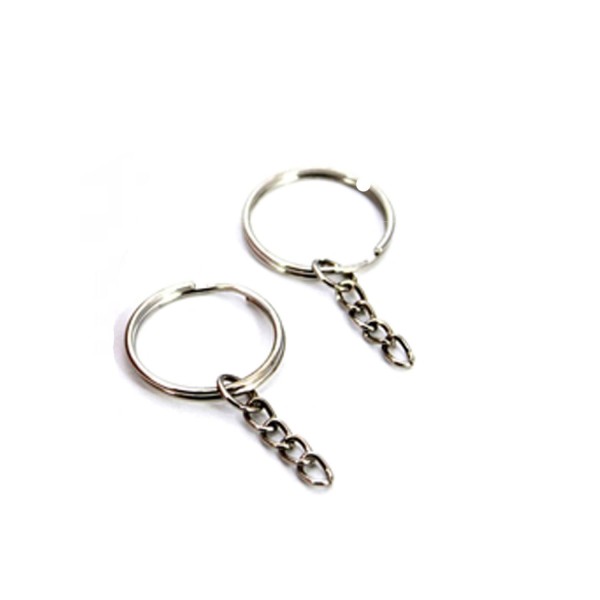 Tahtakale Toptancı Anahtarlık Halkası Zincirli  4 CM (50 Adet)  Gümüş
