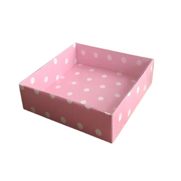 Tahtakale Toptancı Asetat Kapaklı Karton Kutu 12X12X3 (50 Adet)  Puantiyeli Pembe