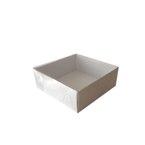 Asetat Kapaklı Karton Kutu Düz Renk 8X8X3 (50 Adet)  Beyaz
