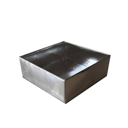 Asetat Kapaklı Karton Kutu Düz Renk 8X8X3 (50 Adet)  Gümüş