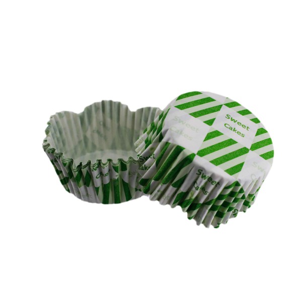Tahtakale Toptancı Cupcake Kalıbı Pet Kapsül Dalgalı Kek Kalıbı 65X38 MM (100 Adet)  Beyaza Yeşil Kare Desen