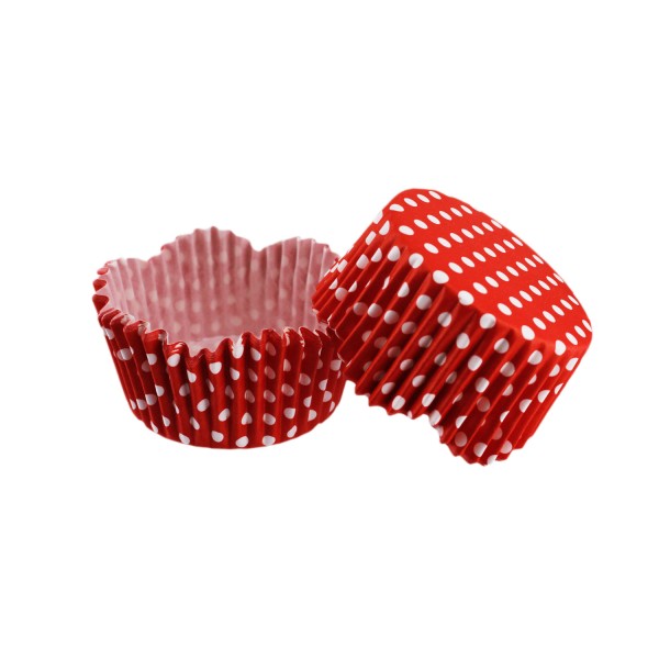 Tahtakale Toptancı Cupcake Kalıbı Pet Kapsül Dalgalı Kek Kalıbı 65X38 MM (100 Adet)  Puantiyeli Kırmızı