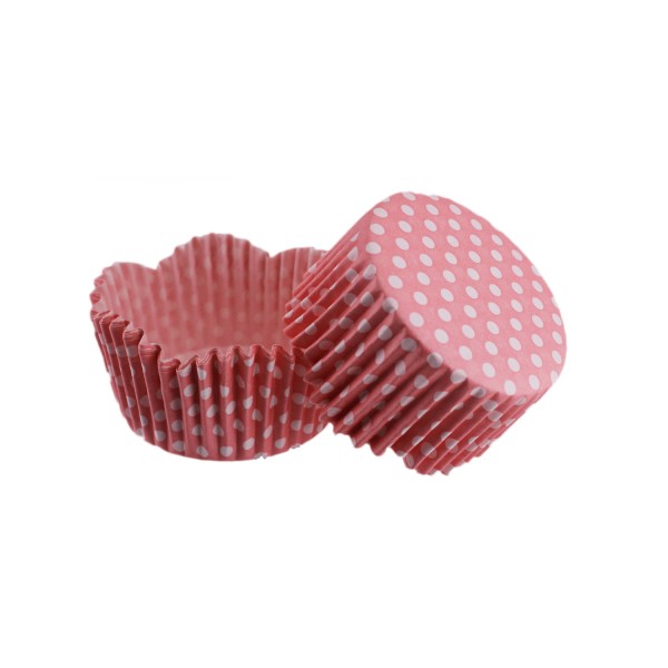 Tahtakale Toptancı Cupcake Kalıbı Pet Kapsül Dalgalı Kek Kalıbı 65X38 MM (100 Adet)  Puantiyeli Pembe