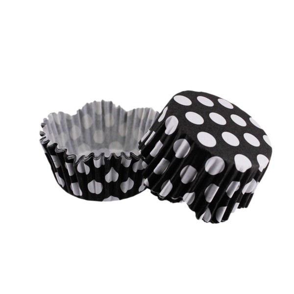 Tahtakale Toptancı Cupcake Kalıbı Pet Kapsül Dalgalı Kek Kalıbı 65X38 MM (100 Adet)  Puantiyeli Siyah