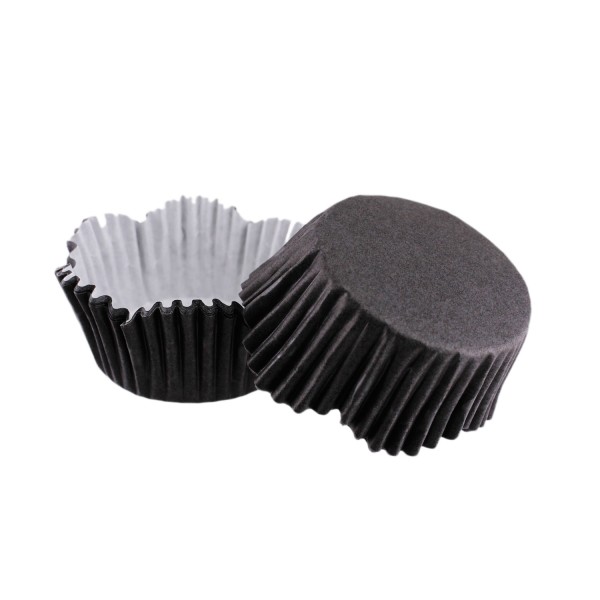 Tahtakale Toptancı Cupcake Kalıbı Pet Kapsül Dalgalı Kek Kalıbı 65X38 MM (100 Adet)  Siyah
