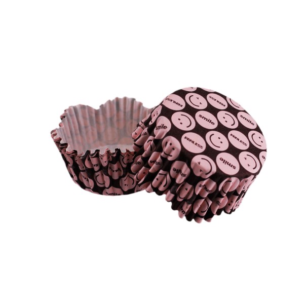 Tahtakale Toptancı Cupcake Kalıbı Pet Kapsül Dalgalı Pembe Emoji Kek Kalıbı 65X38 MM (100 Adet)