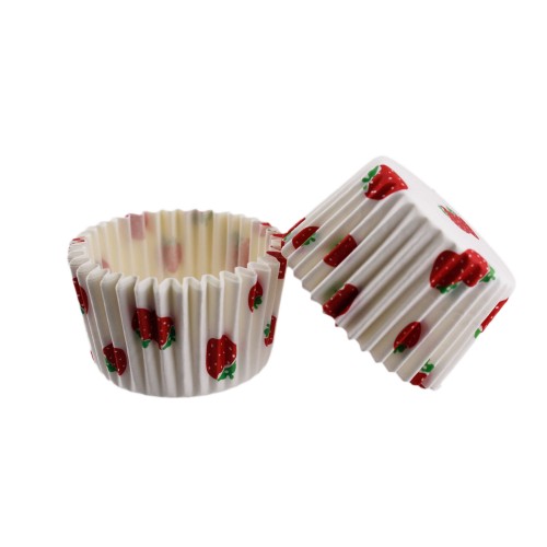 Cupcake Kalıbı Pet Kapsül Kek Kalıbı 48X34 MM (100 Adet) Çilek Desenli Cupcake Kalıbı Pet Kapsül Kek Kalıbı 48X34 MM (100 Adet) Çilek Desenli