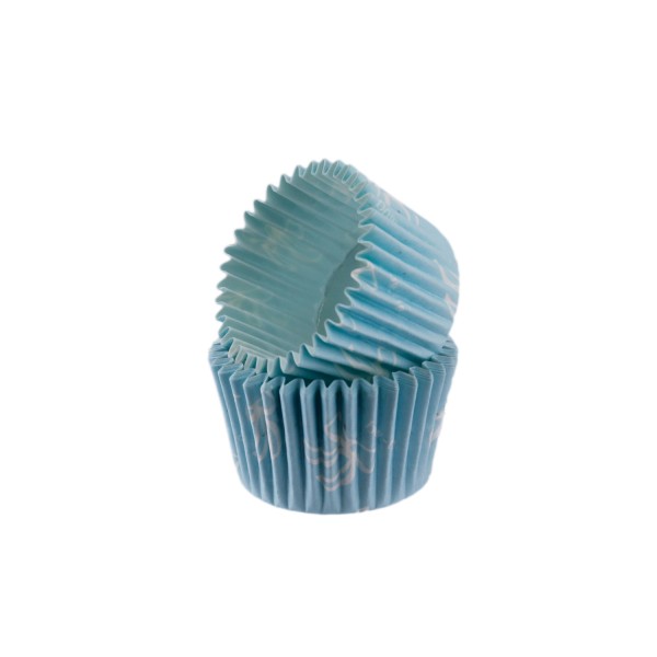 Tahtakale Toptancı Cupcake Kalıbı Pet Kapsül  Kek Kalıbı48X34 MM (100 Adet)  Fiyonklu Mavi