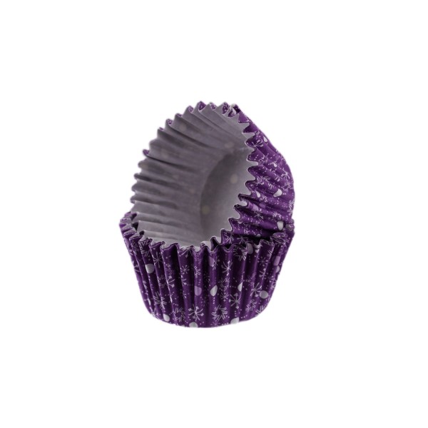 Tahtakale Toptancı Cupcake Kalıbı Pet Kapsül  Kek Kalıbı48X34 MM (100 Adet)  Kar Desenli Mor