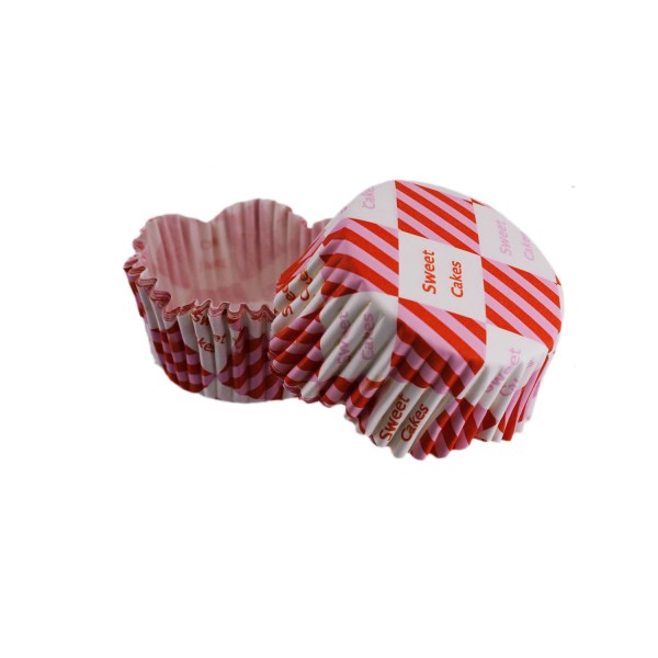 Tahtakale Toptancı Cupcake Kalıbı Pet Kapsül  Kırmızı Bembe Kare Desen Dalgalı Kek Kalıbı 65X38 MM (100 Adet)