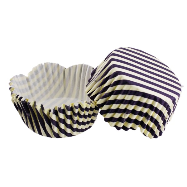 Tahtakale Toptancı Cupcake Kalıbı Pet Kapsül  Kreme Mor Cizgili Dalgalı Kek Kalıbı 65X38 MM (100 Adet)