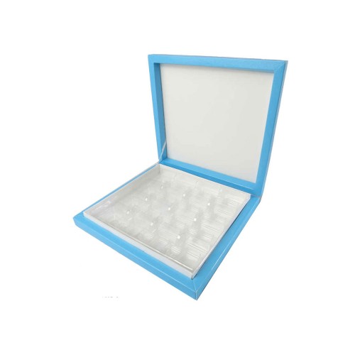 Karton Çikolata Kutusu 16'lı Separatörlü 23.5 X 22.5 CM   Mavi