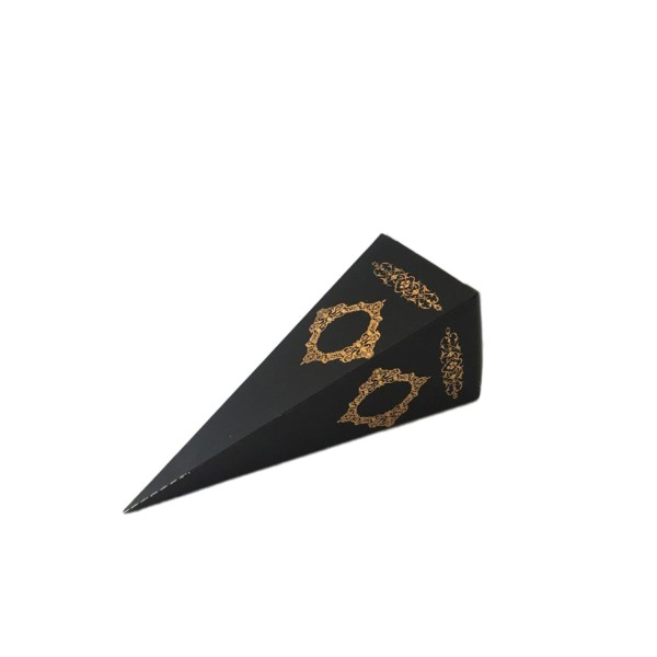 Tahtakale Toptancı Karton Şeker Külahı Lüx Gold Yaldızlı Saray Desenli (25 Adet)  Siyah