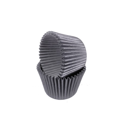 Kek Kalıbı Pet Kapsül 52X45 MM Kağıt Cupcake Kalıbı (100 Adet)  Gri